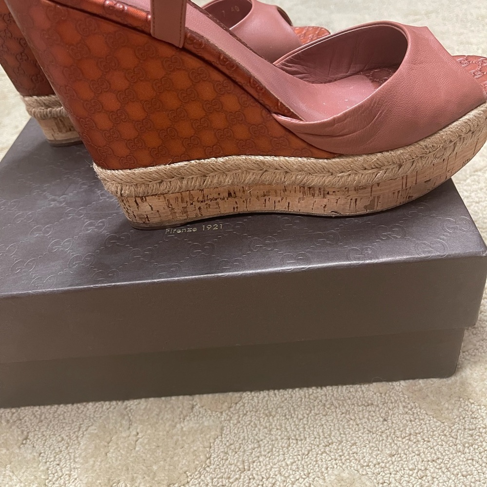 Gucci platform Desert Rose Espadrille wedge Sandals - Picture 7 of 8